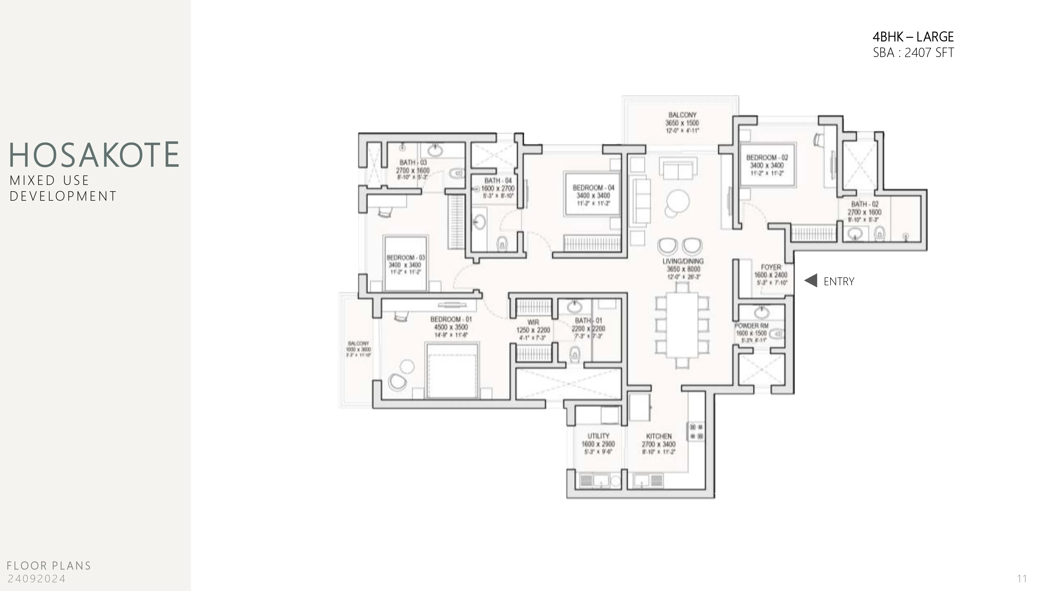 Sobha Hoskote 4 BHK Floor Plan