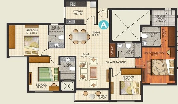 4 BHK floor plan of Sobha Hoskote