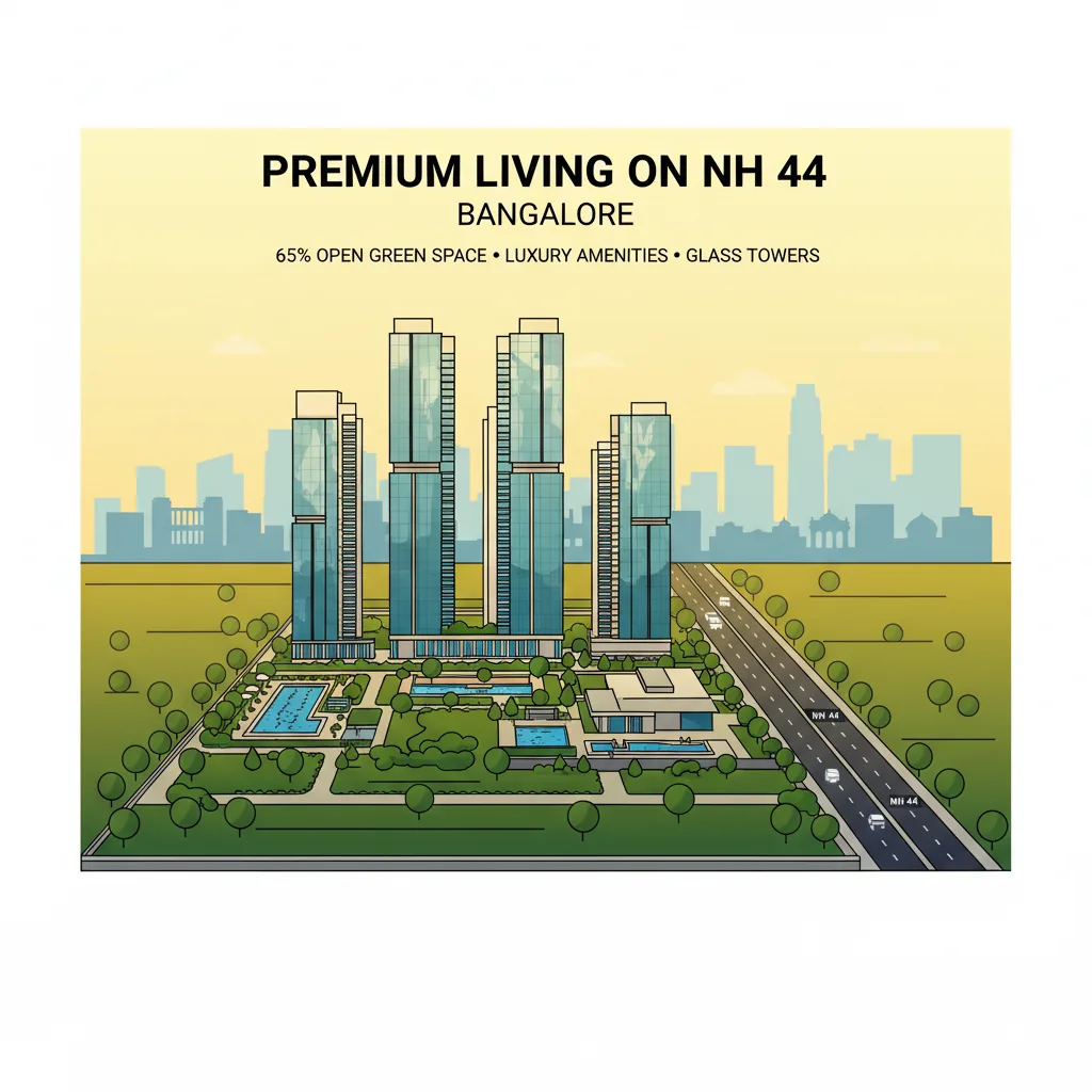 Modern luxury residential towers at Sobha Townpark on NH 44 with landscaped gardens