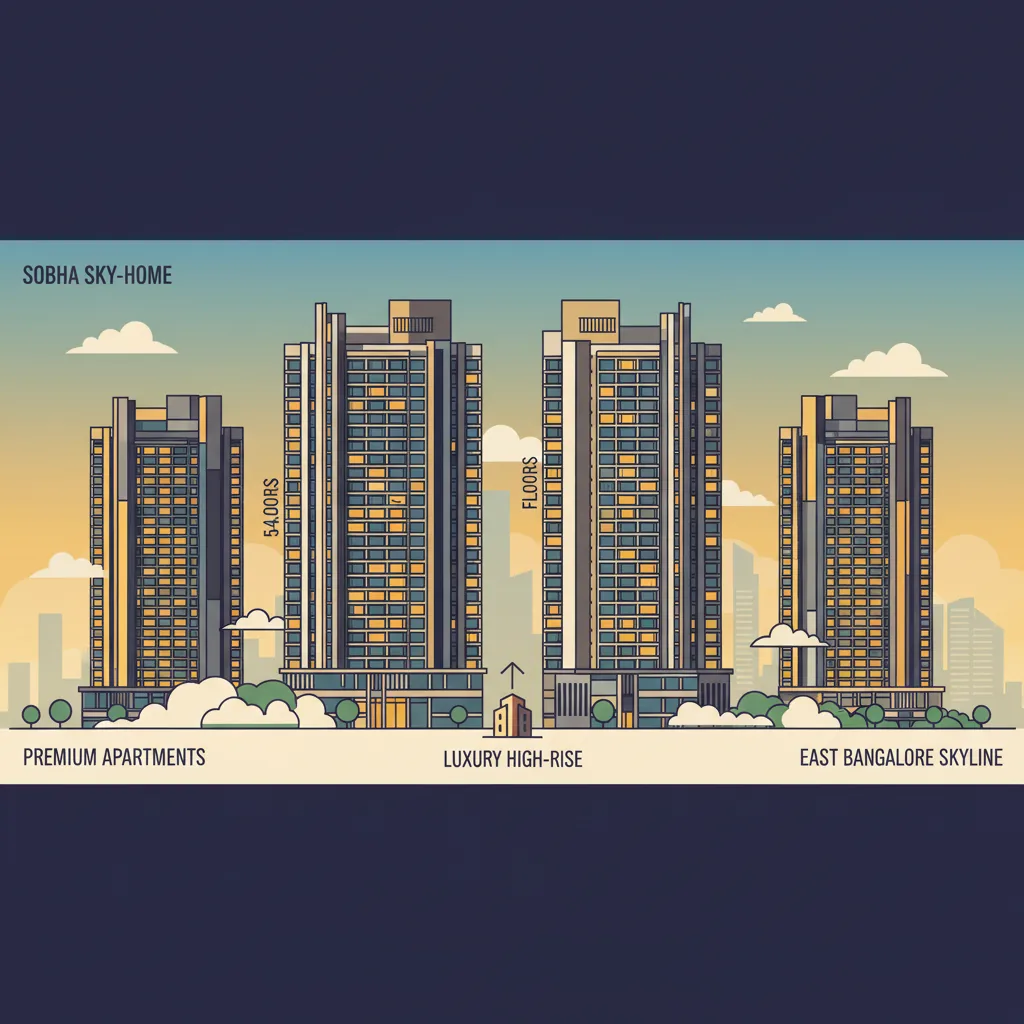 Modern luxury 54-story residential towers at Sobha Hoskote Sky-Homes in East Bangalore