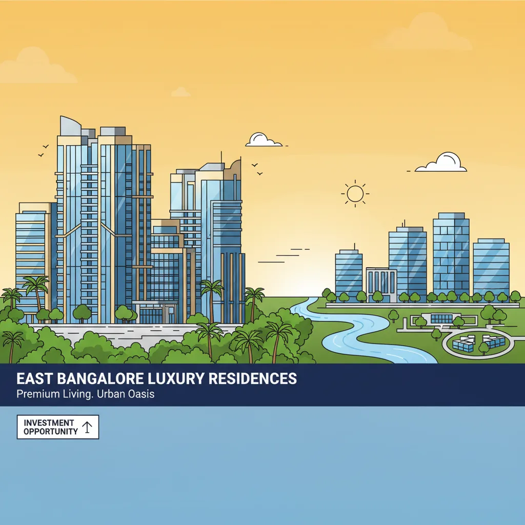 Modern luxury residential apartment towers in East Bangalore with sleek high-rise buildings and glass facades