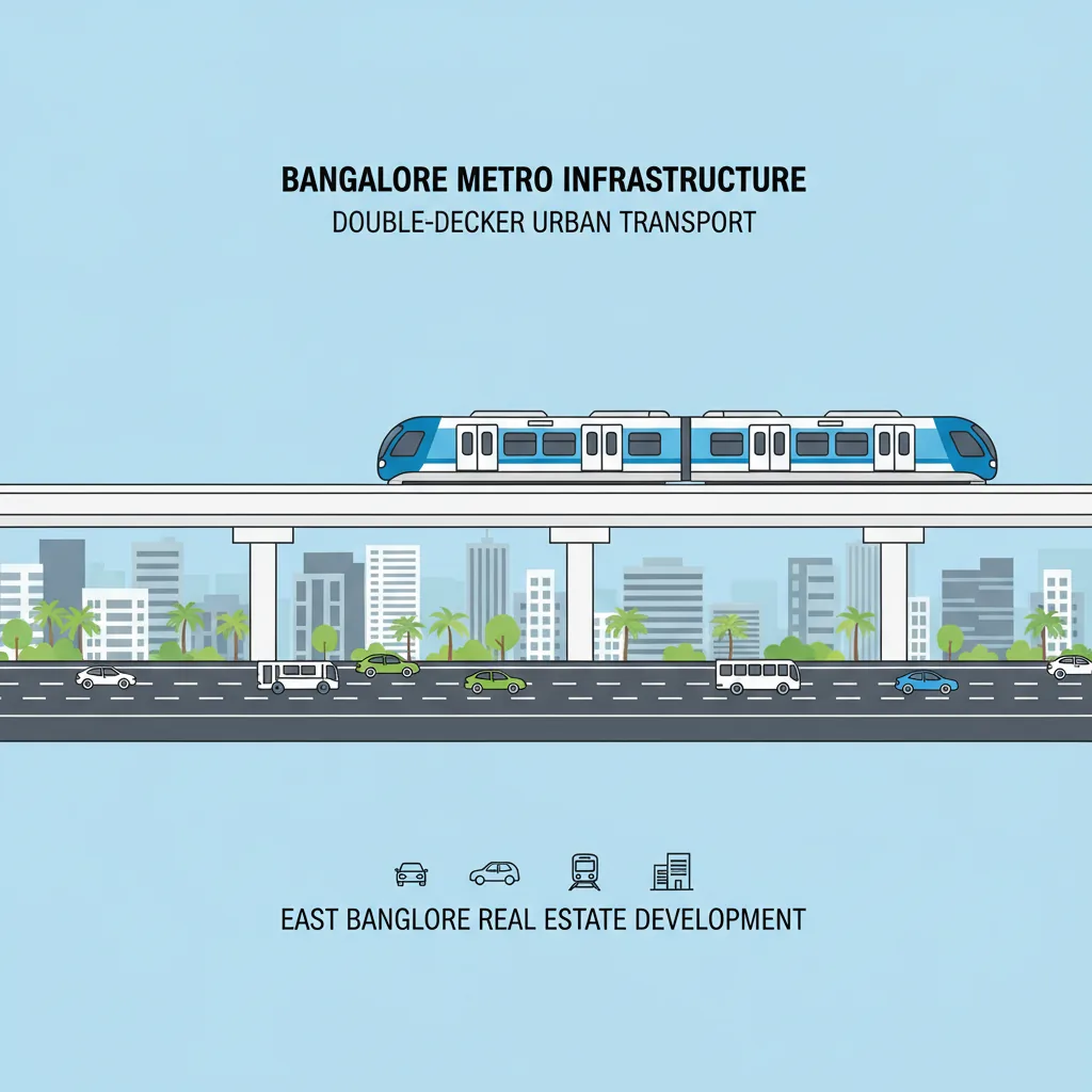 Modern double-decker metro infrastructure in Bangalore showing road flyover and metro tracks