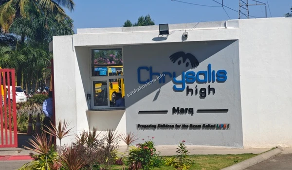 Entrance gate of Chrysalis High Marq located near Sobha Hoskote, showcasing premium educational facilities in the vicinity