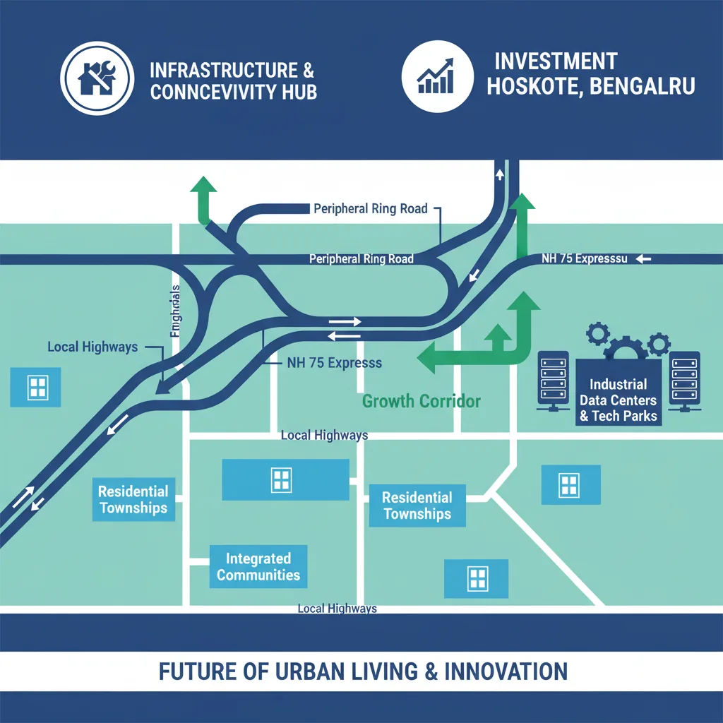 Hoskote real estate investment guide showing infrastructure connectivity, highway ring roads, and residential township developments