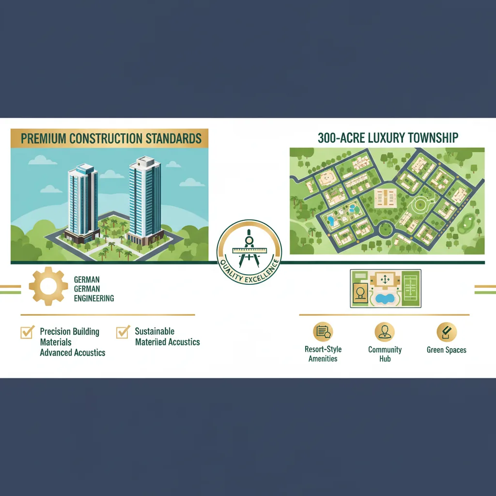 Is Sobha a Luxury Brand? Luxury real estate infographic showing premium construction standards and German engineering
