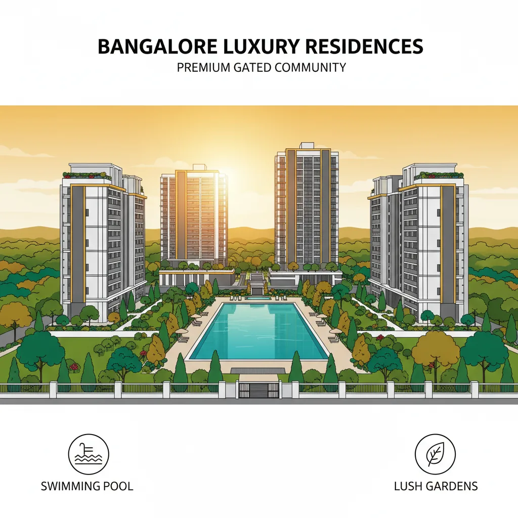 Luxury Apartments in Bangalore - Aerial view of premium residential towers in a gated community with landscaped gardens