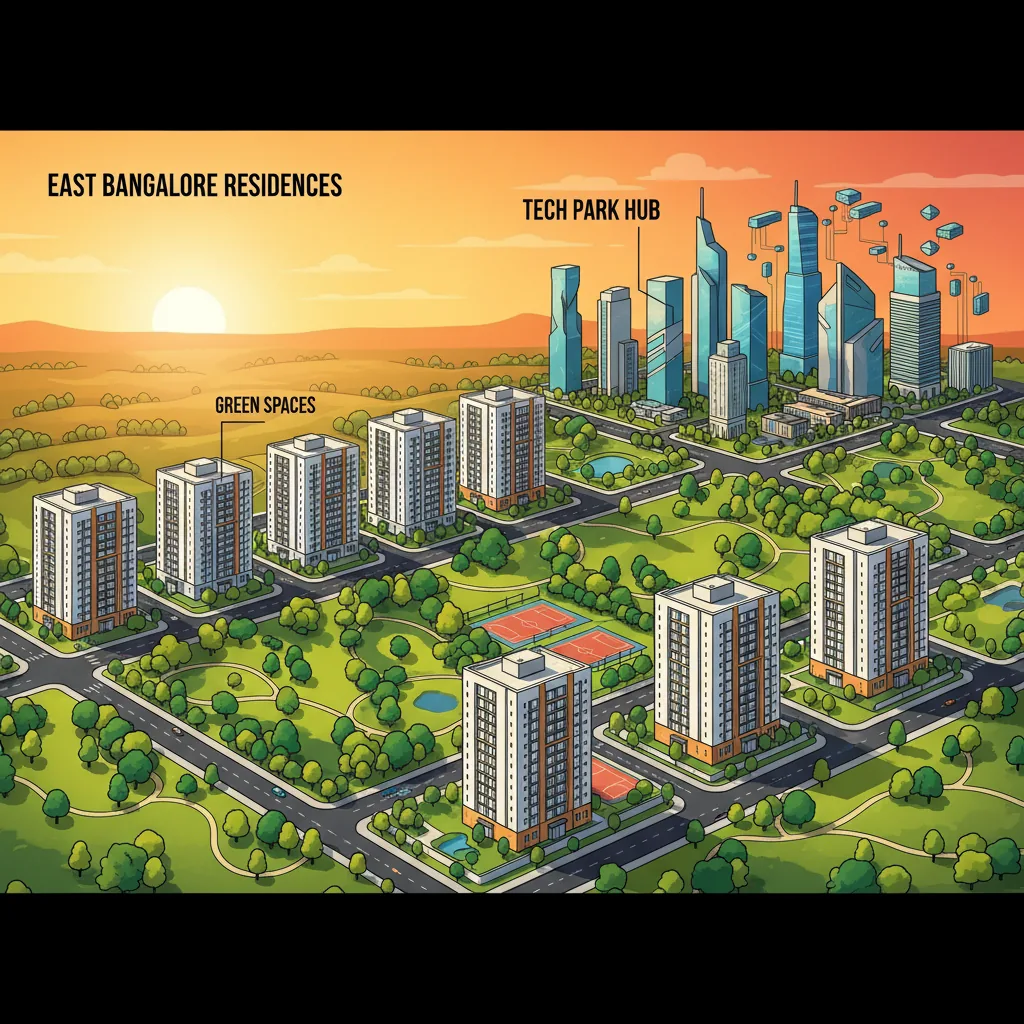 Modern residential township aerial view in East Bangalore with luxury apartments and villa communities