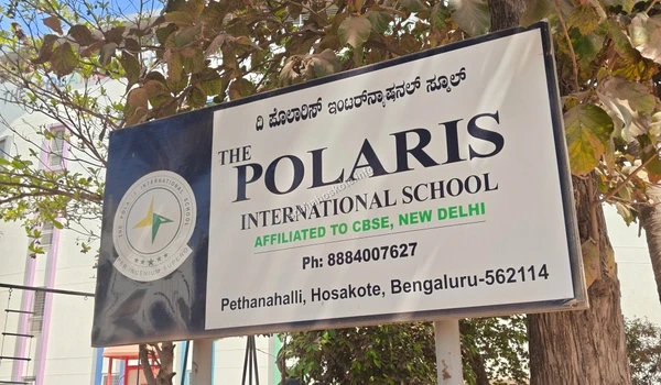 Detailed view of the school information board at The Polaris International School Pethanahalli branch providing quality education infrastructure near Sobha Hoskote