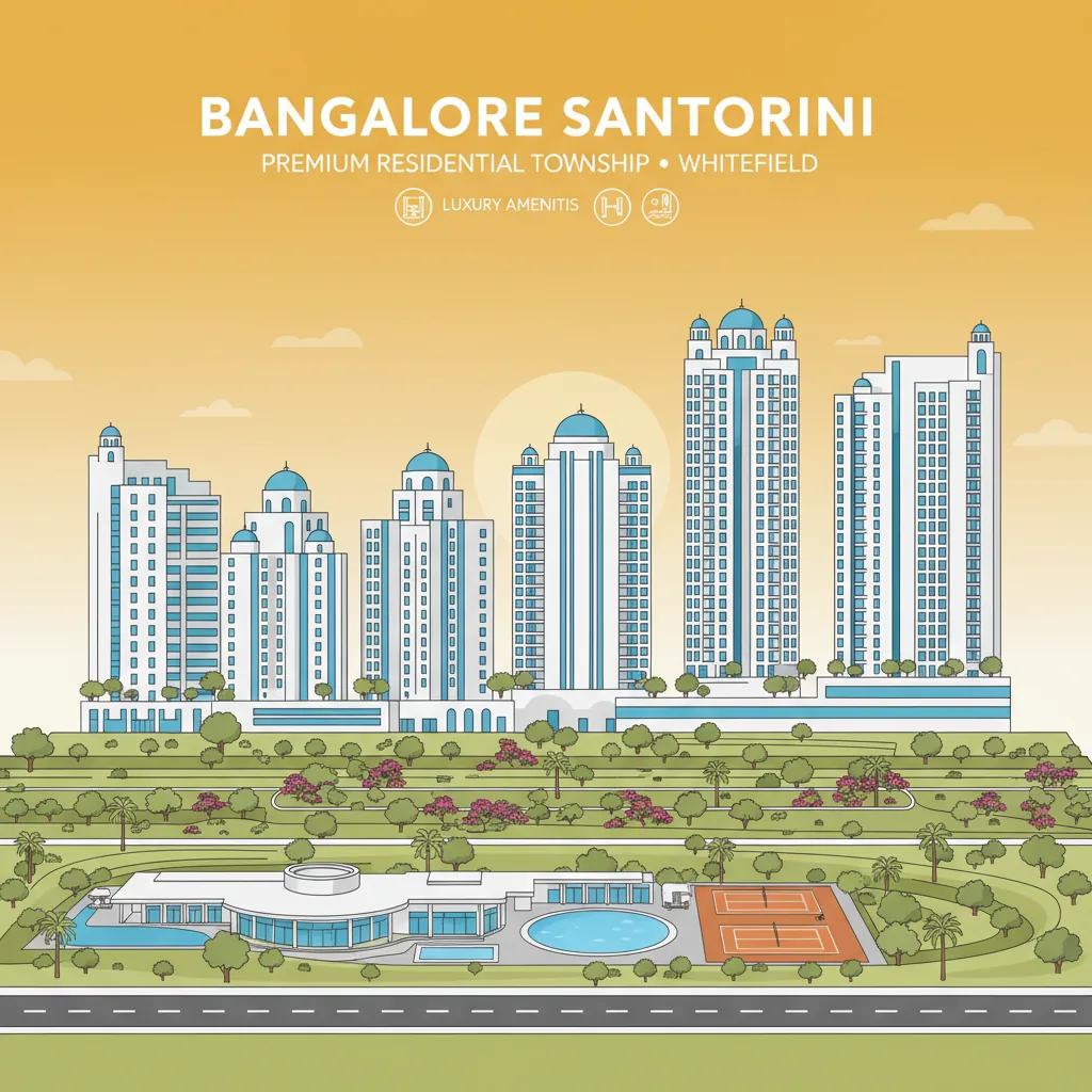 Modern luxury residential high-rise towers in Whitefield with Greek Santorini architectural style