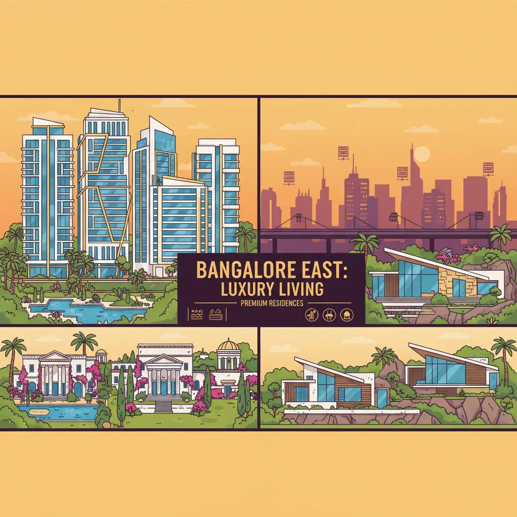Properties for sale in Bangalore East featuring luxury residential towers and villas