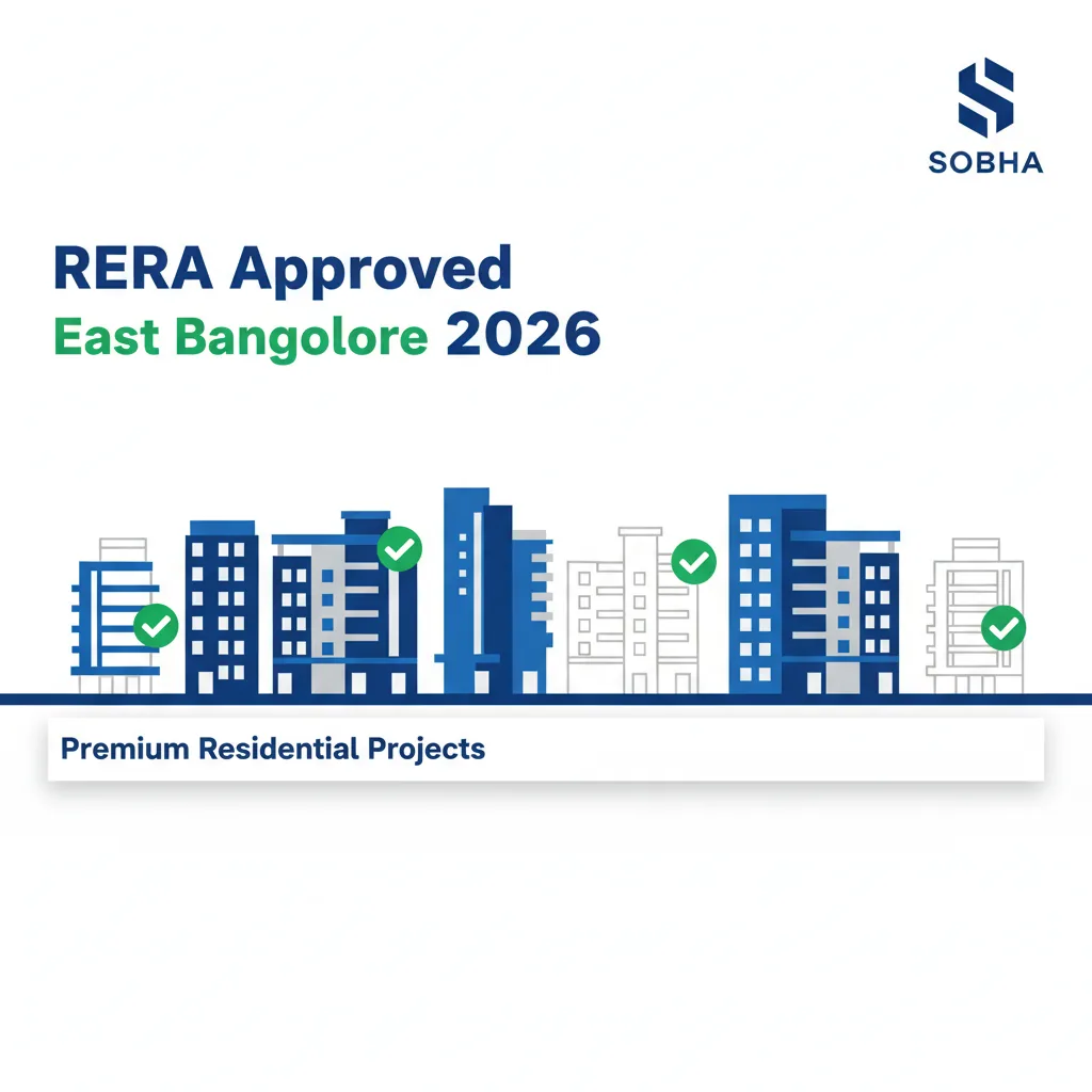 RERA Status of New Launches in East Bangalore - RERA approved luxury residential projects infographic showing approval status for Sobha properties in 2026