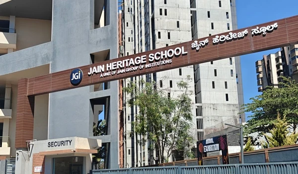 The entrance of Jain Heritage School near Sobha Hoskote showcasing high-quality educational infrastructure for local residents