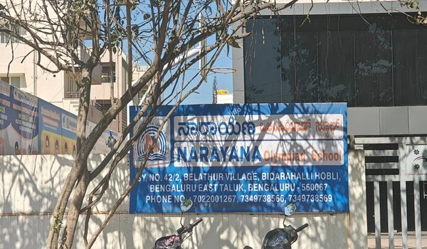 Name board of Narayana Olympiad School located in Belathur near Sobha Hoskote