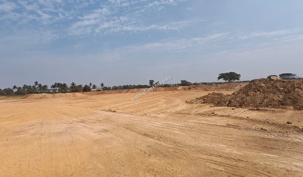 Progress shot of the site infrastructure and foundational earthworks at the Sobha Hoskote residential project