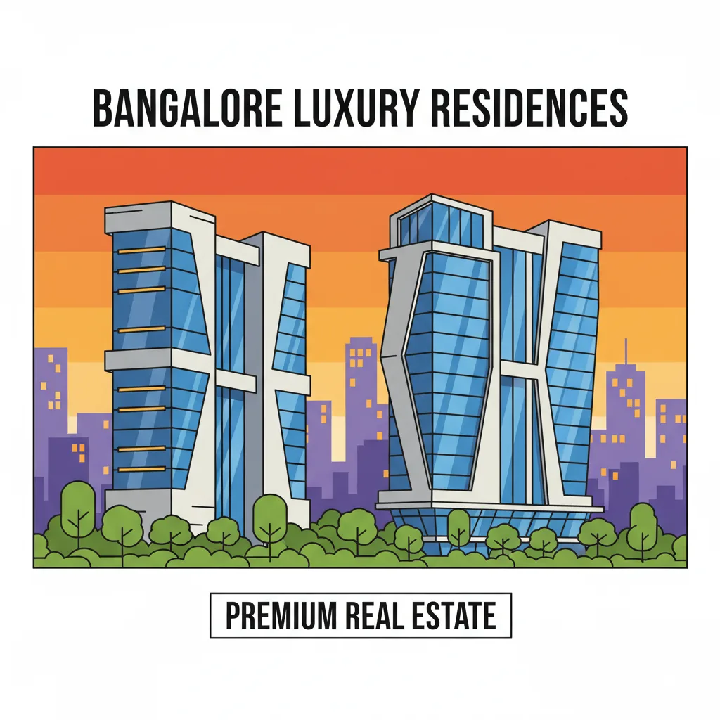 Modern luxury residential high-rise towers at sunset with Bangalore cityscape - Sobha luxury apartments