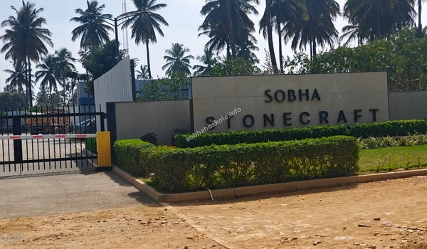 Main signage of Sobha Stonecraft industry highlighting the stone polishing and cutting facility near Sobha Hoskote