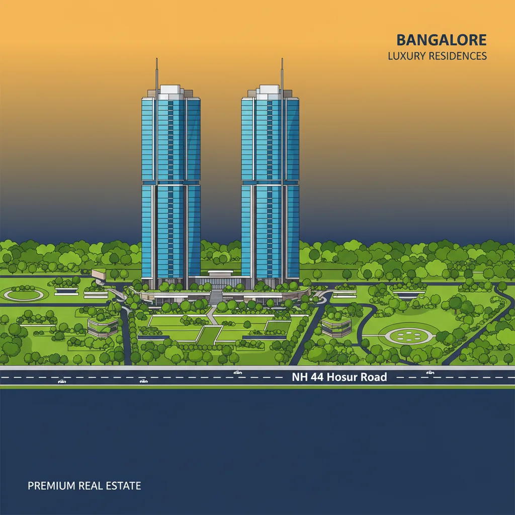 Modern luxury residential high-rise towers at Sobha Townpark on NH 44 Hosur Road, Bangalore