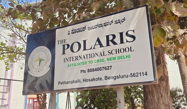 Signage of The Polaris International School affiliated to CBSE located at Pethanahalli Hoskote providing quality education near Sobha Hoskote