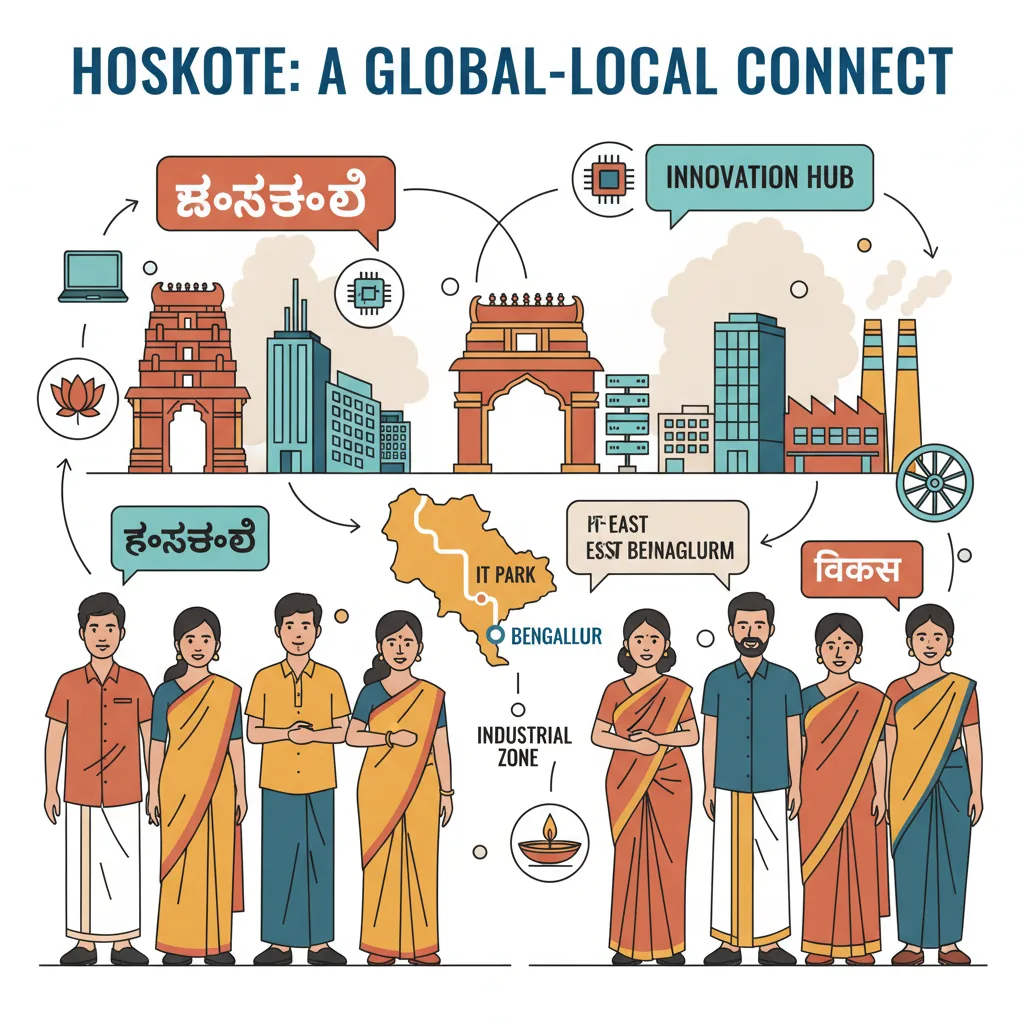 Diverse people communicating in multiple languages in Hoskote, East Bengaluru
